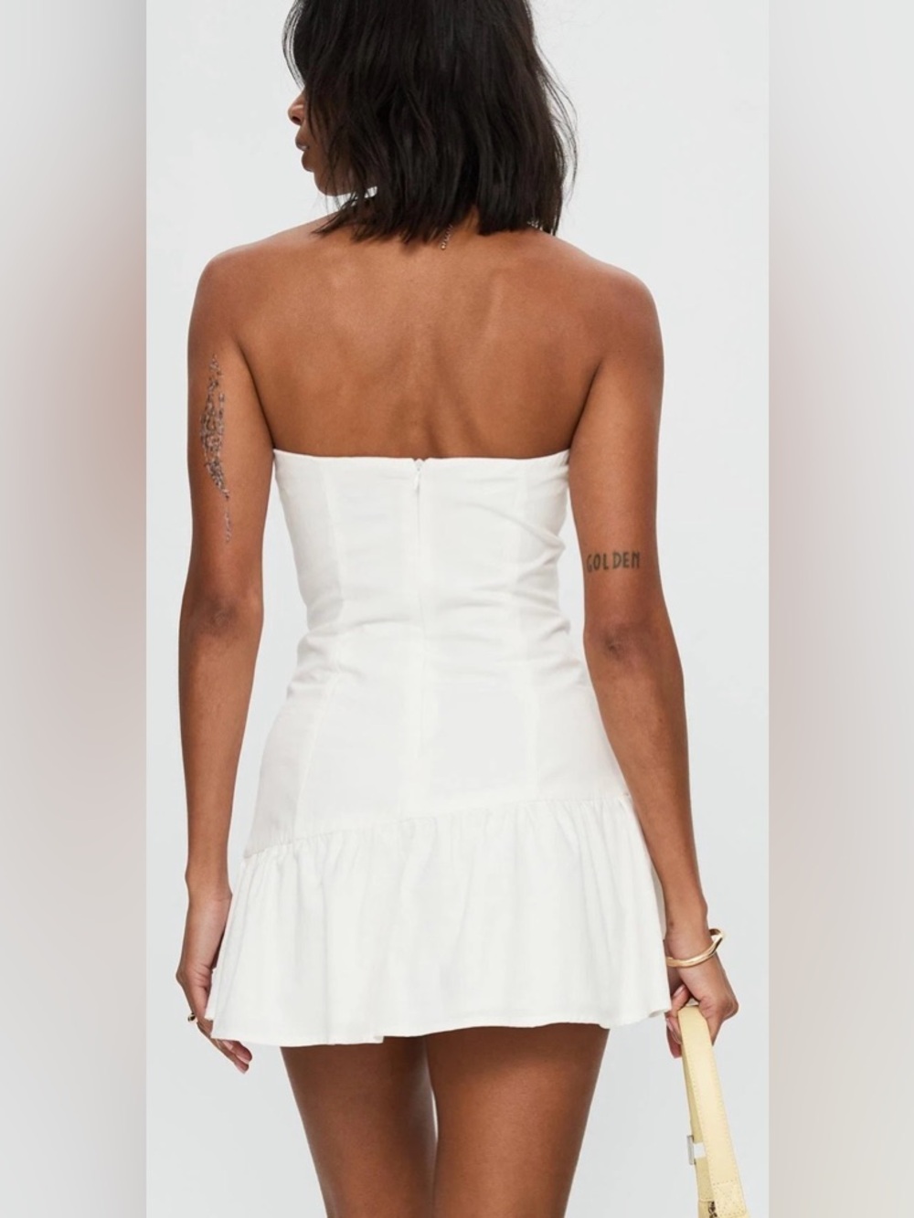 Princess Polly Strapless White Drawstring Mini Dress - Picture 3 of 7